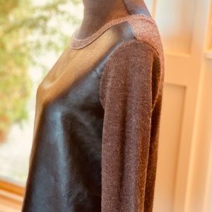 Halogen Merino Wool w/ Faux Leather Front! XS